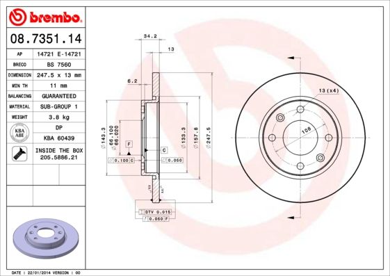 BREMBO 08.7351.14 Brake Disc