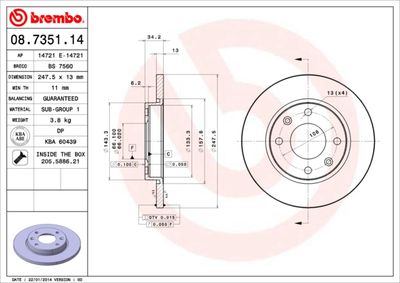 Brake Disc BREMBO 08.7351.14