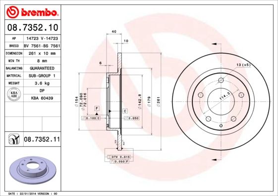 BREMBO 08.7352.11 Brake Disc