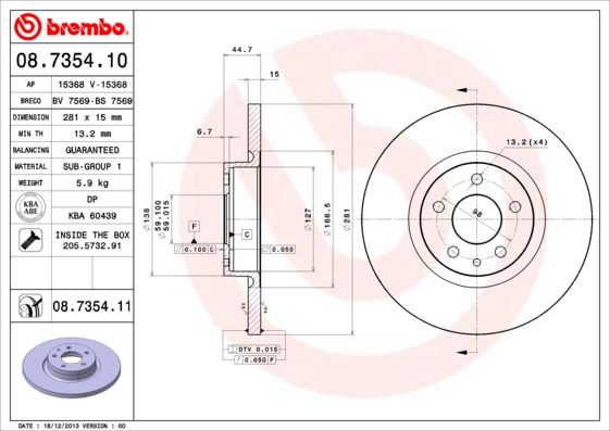BREMBO 08.7354.10 Brake Disc
