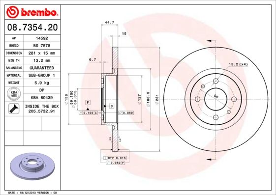 BREMBO 08.7354.20 Brake Disc