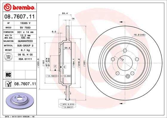 BREMBO 08.7607.11 Brake Disc