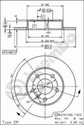BREMBO 08.7627.75 Brake Disc