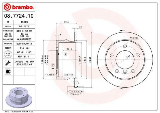 BREMBO 08.7724.10 Brake Disc