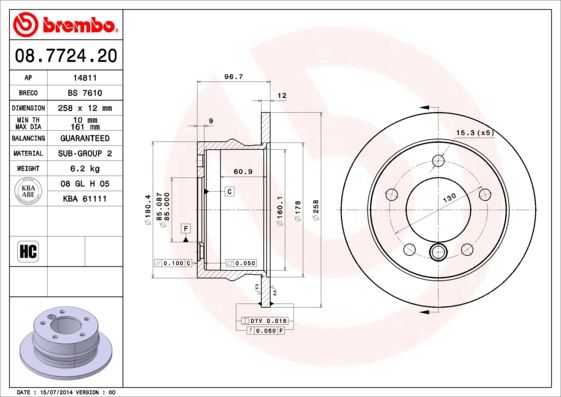 BREMBO 08.7724.20 Brake Disc