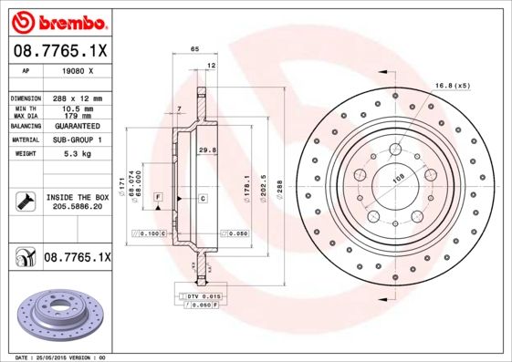 BREMBO 08.7765.1X Brake Disc