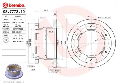 Brake Disc BREMBO 08.7772.10