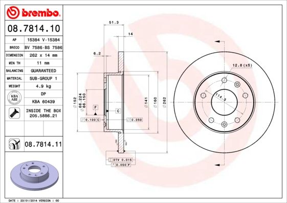 BREMBO 08.7814.10 Brake Disc