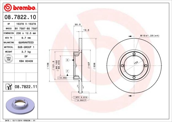 BREMBO 08.7822.10 Brake Disc