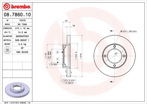 BREMBO 08.7860.10 Brake Disc