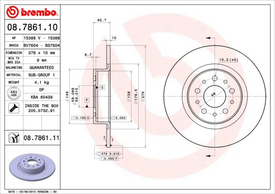 BREMBO 08.7861.10 Brake Disc