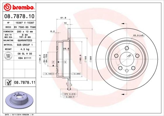 BREMBO 08.7878.11 Brake Disc