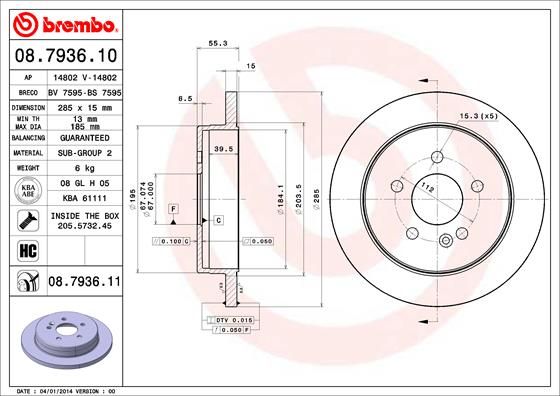BREMBO 08.7936.11 Brake Disc
