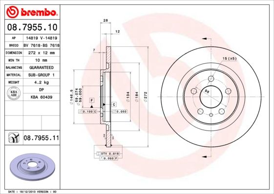 BREMBO 08.7955.10 Brake Disc
