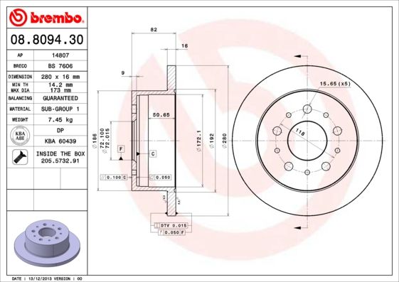BREMBO 08.8094.30 Brake Disc