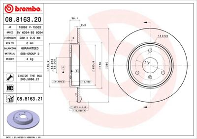 Brake Disc BREMBO 08.8163.21