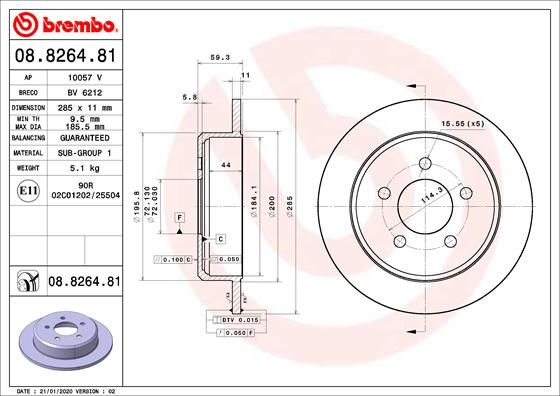 BREMBO 08.8264.81 Brake Disc