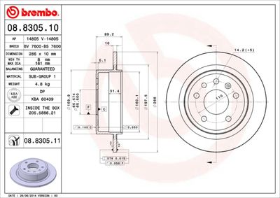 Brake Disc BREMBO 08.8305.10