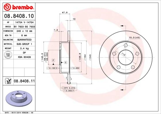 BREMBO 08.8408.11 Brake Disc