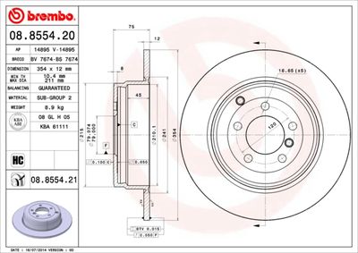 Brake Disc BREMBO 08.8554.21