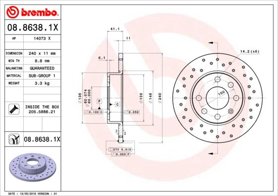 BREMBO 08.8638.1X Brake Disc