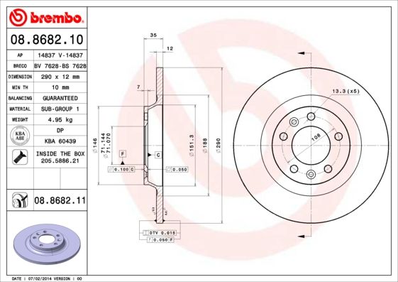 BREMBO 08.8682.11 Brake Disc