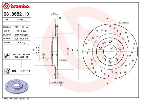 BREMBO 08.8682.1X Brake Disc