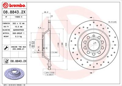 Brake Disc BREMBO 08.8843.2X