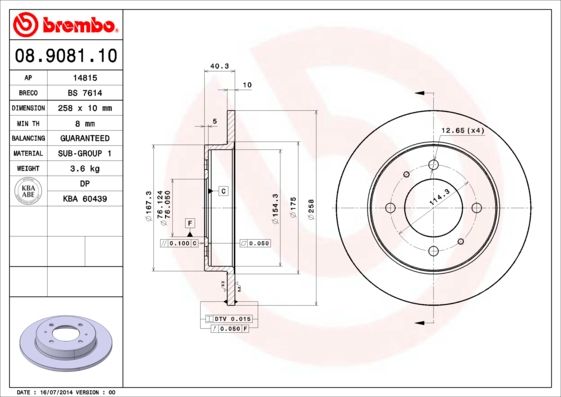 BREMBO 08.9081.10 Brake Disc