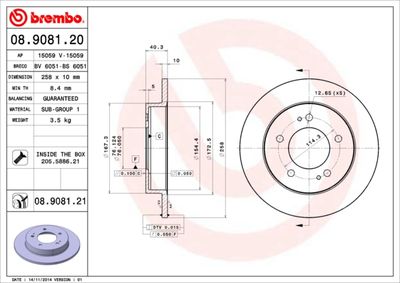 Brake Disc BREMBO 08.9081.20
