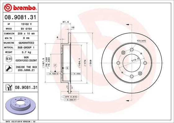 BREMBO 08.9081.31 Brake Disc