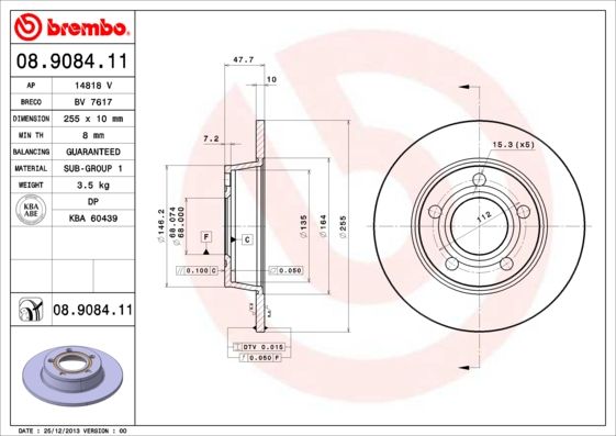 BREMBO 08.9084.11 Brake Disc