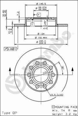 BREMBO 08.9136.11 Brake Disc