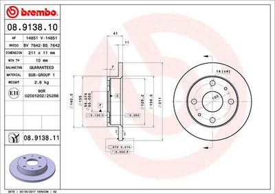 Brake Disc BREMBO 08.9138.10