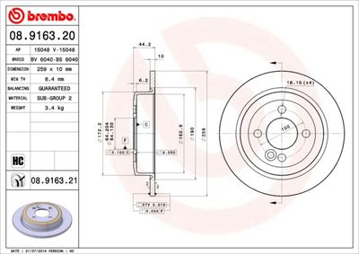 Brake Disc BREMBO 08.9163.21