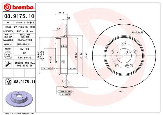 BREMBO 08.9175.10 Brake Disc