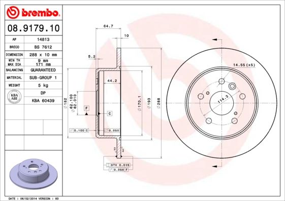 BREMBO 08.9179.10 Brake Disc