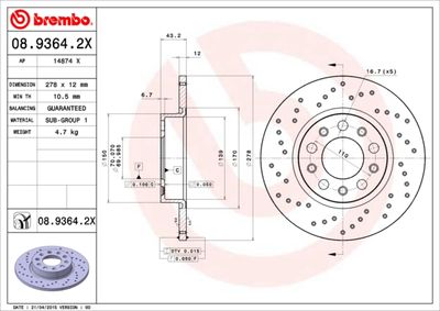 Brake Disc BREMBO 08.9364.2X