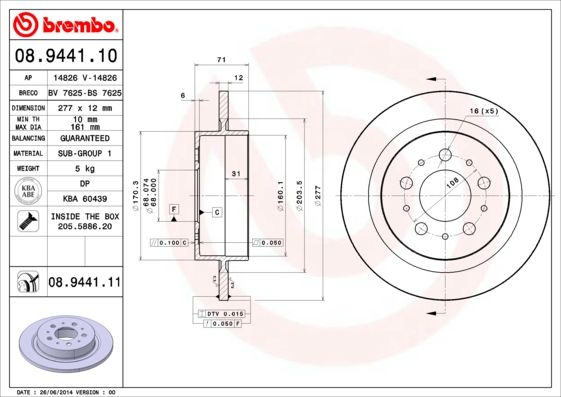 BREMBO 08.9441.11 Brake Disc