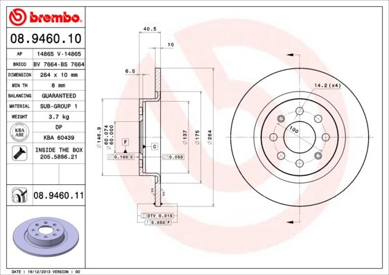 BREMBO 08.9460.10 Brake Disc