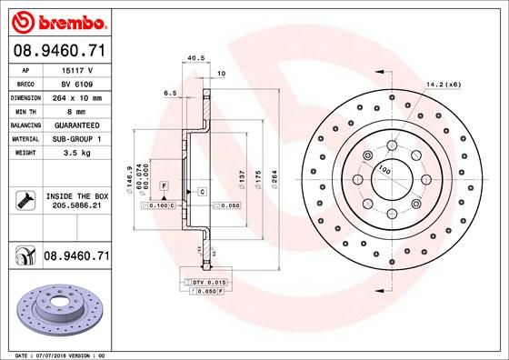 BREMBO 08.9460.71 Brake Disc