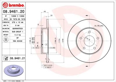 Brake Disc BREMBO 08.9461.21