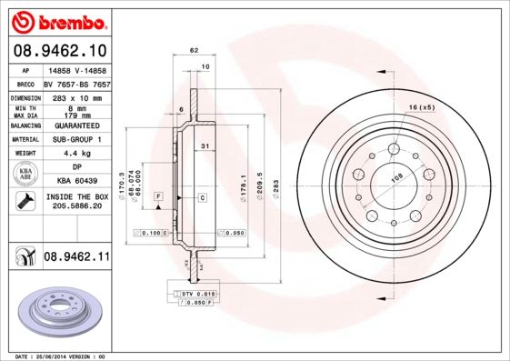 BREMBO 08.9462.11 Brake Disc