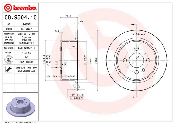 BREMBO 08.9504.10 Brake Disc