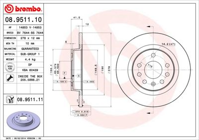 Brake Disc BREMBO 08.9511.10
