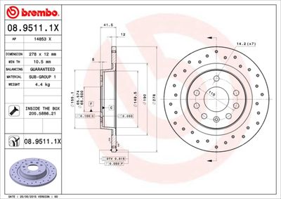 Brake Disc BREMBO 08.9511.1X