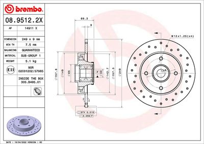 Brake Disc BREMBO 08.9512.2X