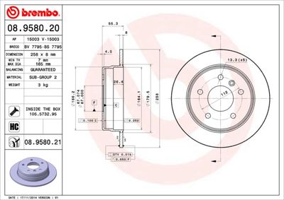 Brake Disc BREMBO 08.9580.21
