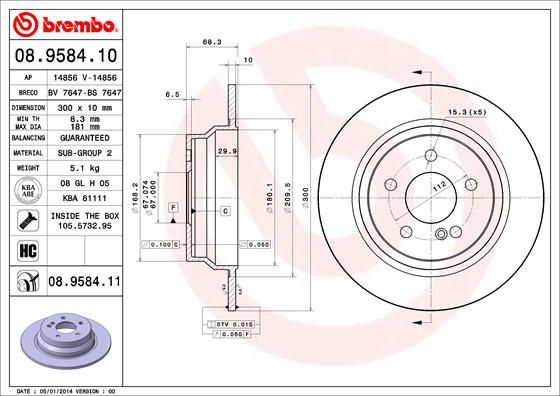 BREMBO 08.9584.10 Brake Disc