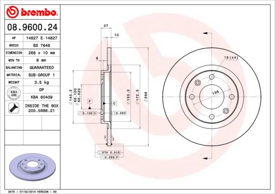 BREMBO 08.9600.24 Brake Disc